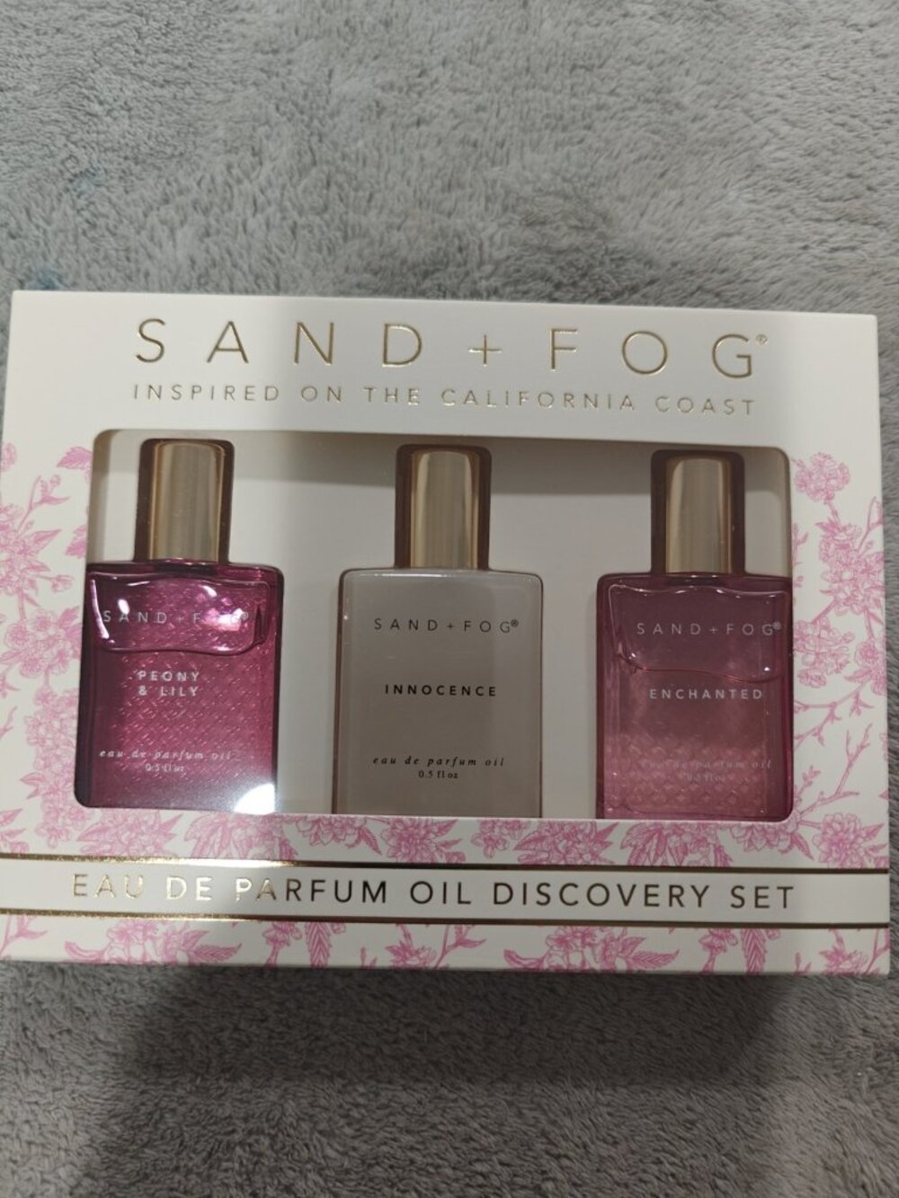 SAND + FOG Eau de Parfum Oil Rollerball Set 3x 0.5 fl oz Peony Lily + More New